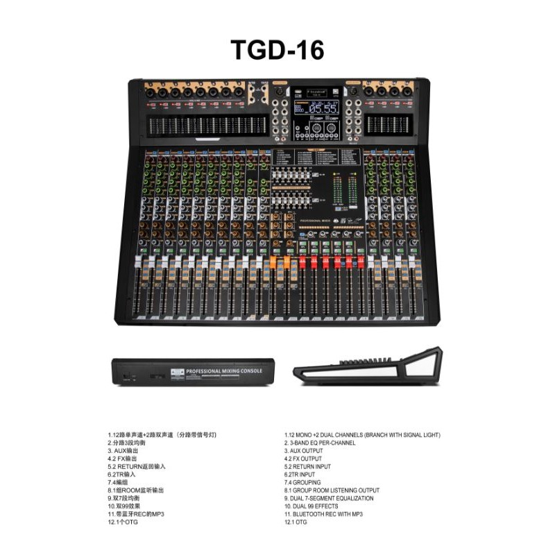 Mixer audio Soundcraft TGD 16 16 chanel 12 mono + 4 stereo usb bluetooth 99 efek dsp