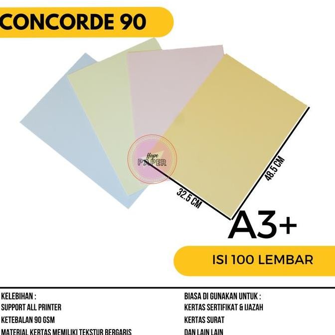 

NEW Kertas Concorde A3 Plus 90 Gsm isi 100 lembar / Concorde 90 gr A3+