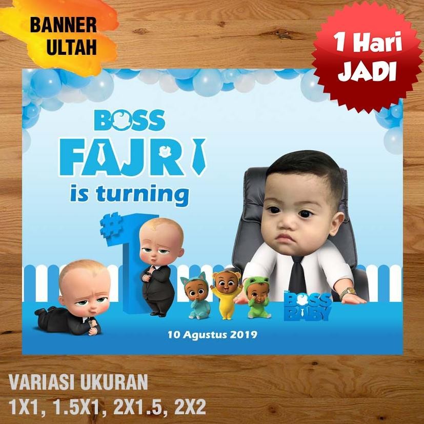 BABY BOSS BANNER ULTAH/ BACKDROP ULTAH / SPANDUK ULANG TAHUN UL-TAH