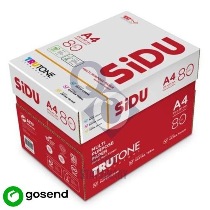 

NEW Kertas HVS SiDu A4 80 GSM copy paper 1ktn khusus gosend atau grabsend