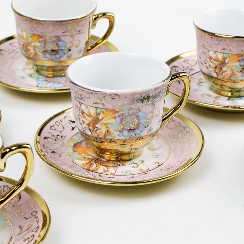 Set teko, cangkir dan piring keramik / gaya klasik Eropa / cangkir teko mawar bermotif bunga porsele