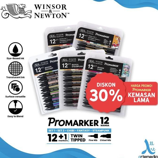 

Sale Marker Winsor & Newton Promarker Manga Set 12 Dual Point Pena Kuas