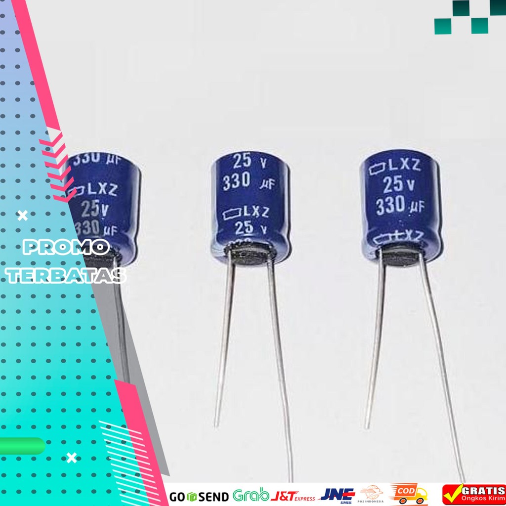 X10 ELCO 330UF 25V 330UF/25 330/25 KAPASITOR ELKO 330UF 25V 330UF 25V