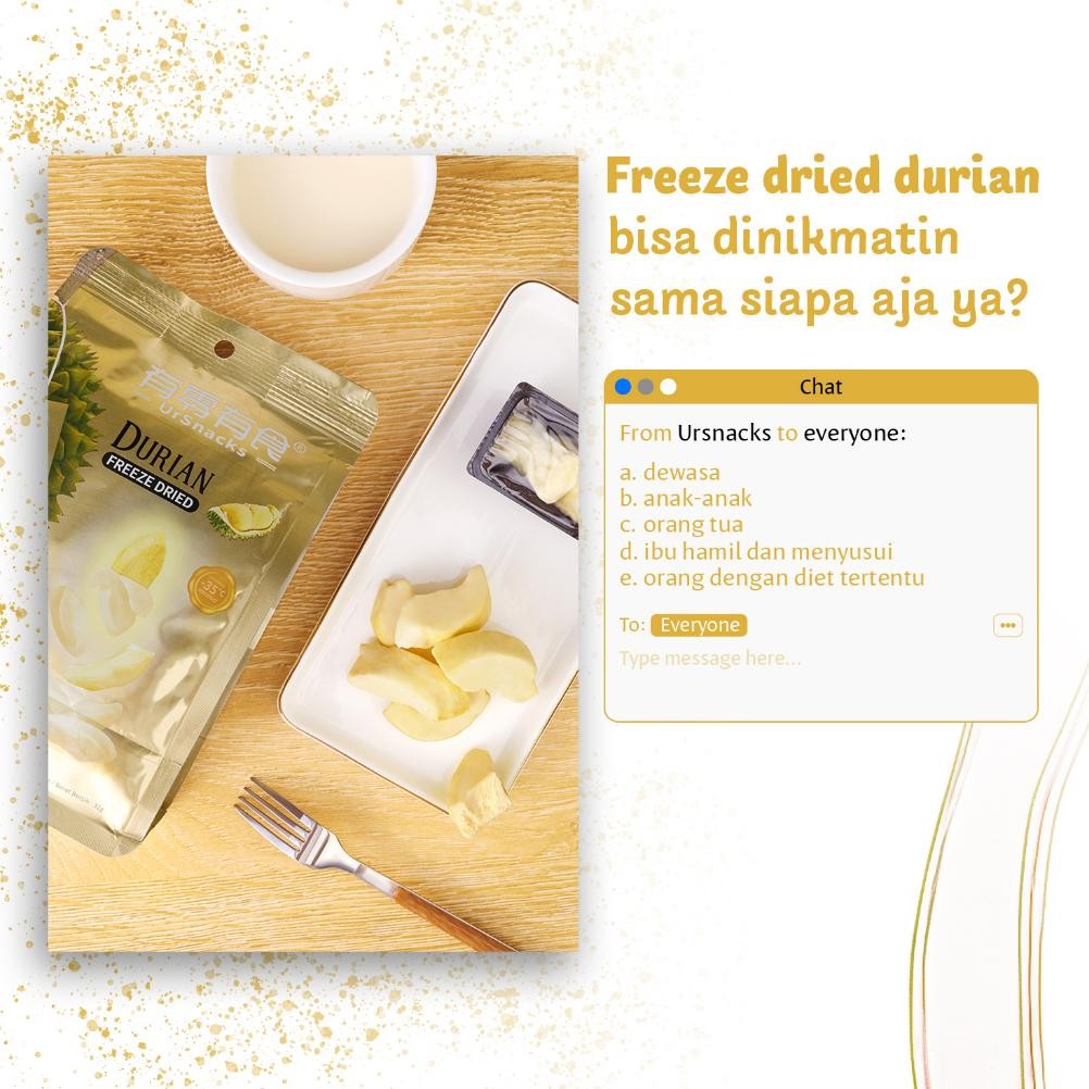 

Ready_Stock_Cod Ursnacks Freeze Dried Durian - Snack Keripik Durian Kering 32Gr He13