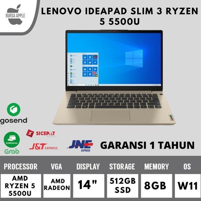 (Expert) Lenovo ideapad Slim 3 Ryzen 5 5500U 512GB SSD 8GB Win+OHS