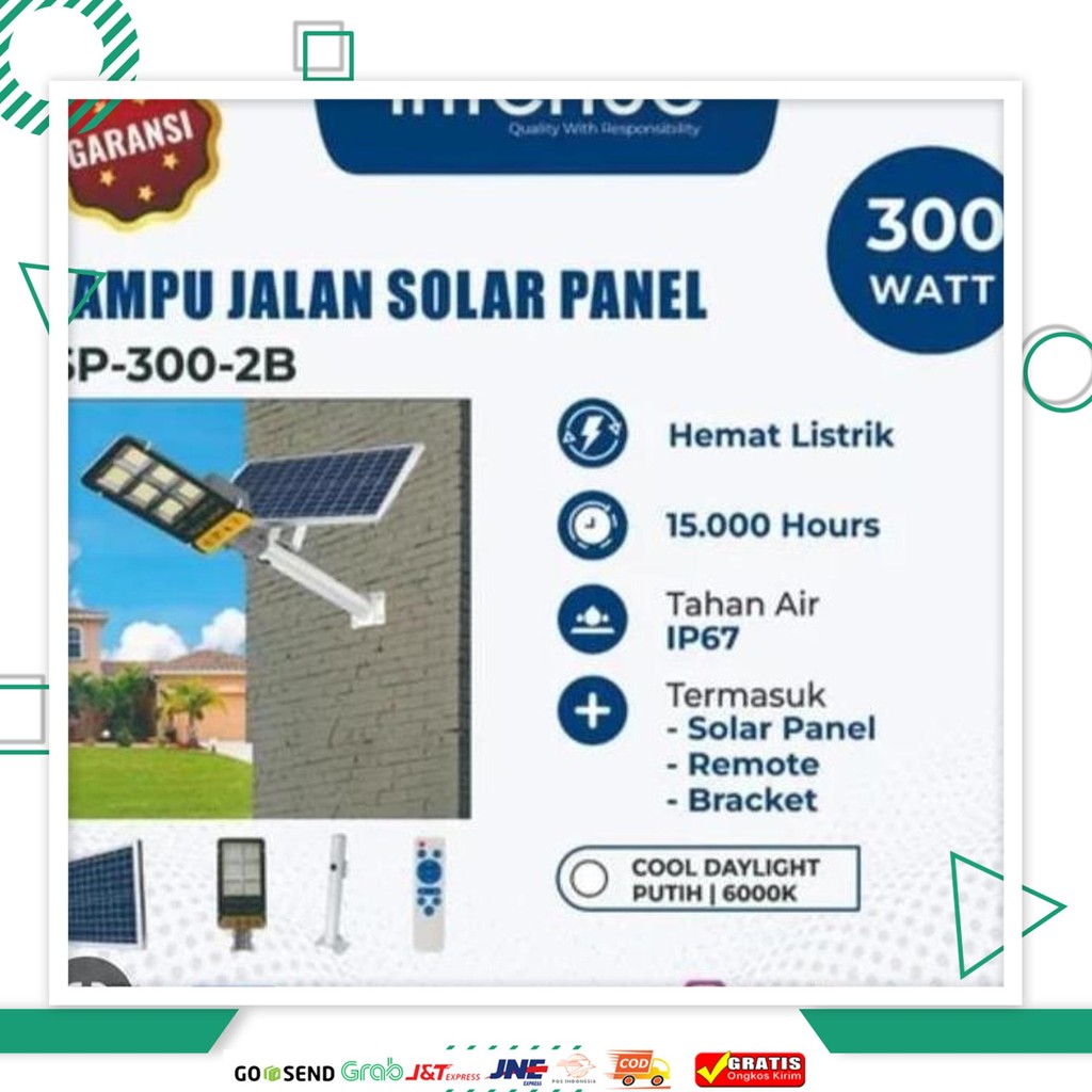 Lampu Jalan Led Pju Solar Panel Cell Interluc 300 Watt 300Watt 300 W