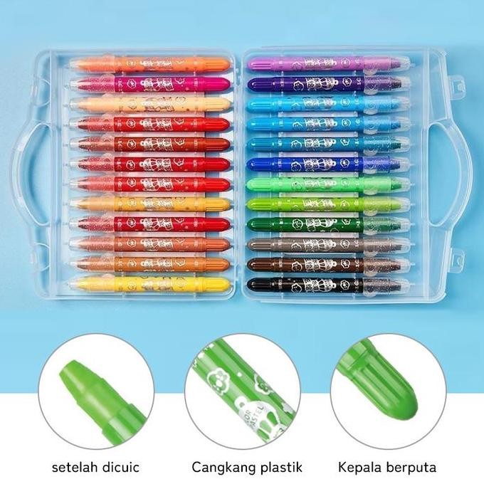 

Grasp Crayon Sedang Original 12/24/36/48 Warna Water Soluable Crayon Krayon Mewarnai Kertas Stationery