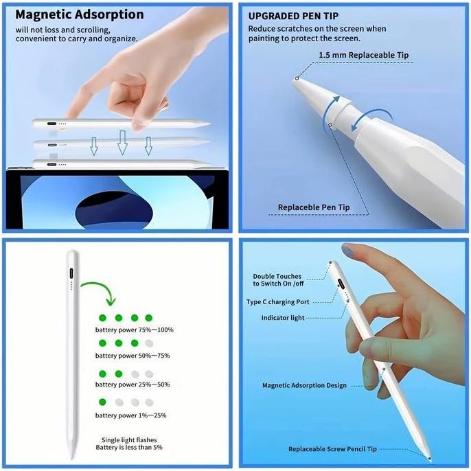 

CODSpoil Pena Stylus Universal untuk Layar Elektronik Pena Sentuh Warna Gradien Ujung POM Pena Stylus Digital Magnetik Kompatibel dengan iPhone/iPad/Samsung/Huawei/Xiaomi/Smartphone Android Dan Tablet pencil case