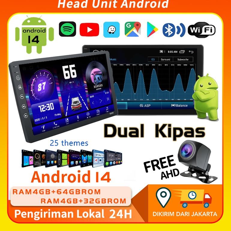 Dual Kipas8g+128g Ips Screen Head Unit 7/9/10 Inch Car Android 14 Navigasi Untuk Toyota Daihatsu Mit