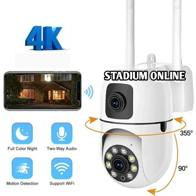 IP CAMERA V380 PRO CCTV 2 ANTENA Z2 DUAL LENS 360 ROTATION MOTION TRACKING OUTDOOR