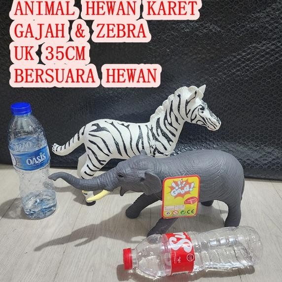 Mainan Animal Gajah Karet Besar Zebra