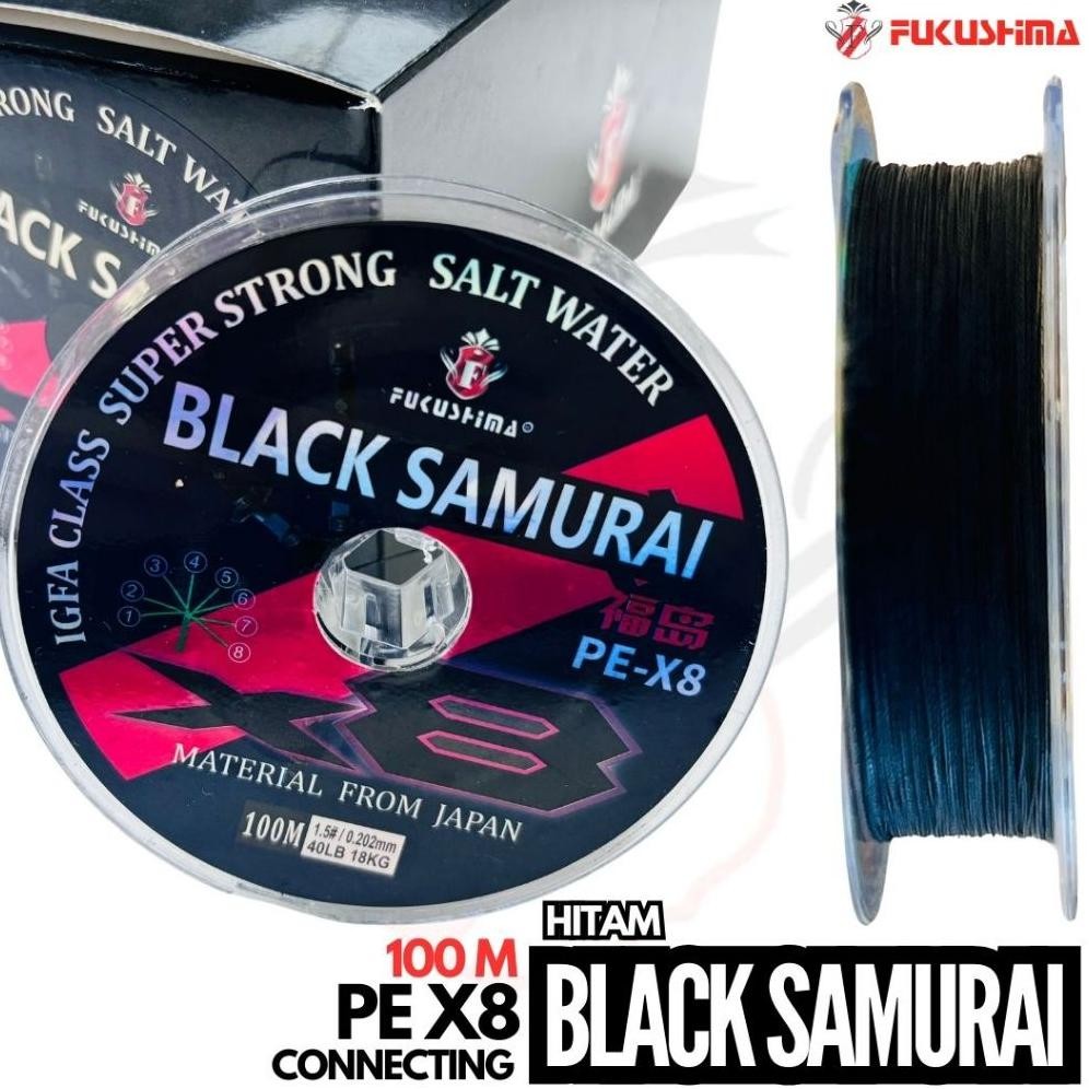 Senar Benang Pancing PE X8 100 Meter Warna Hitam Fukushima Black Samurai Connecting