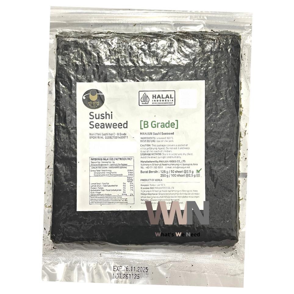 

Manjun Yaki Sushi N Grade B Seaweed Rumput Laut 50 Lembar