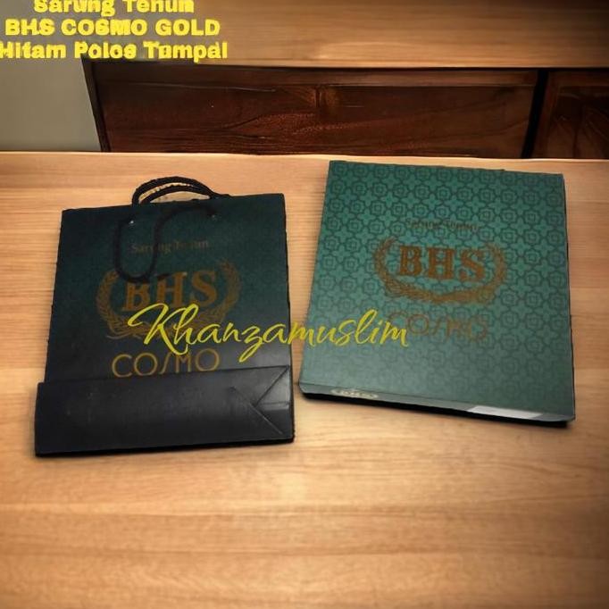 SARUNG TENUN BHS GOLD || BHS COSMO HITAM POLOS Kain Muslim [terbaik]
