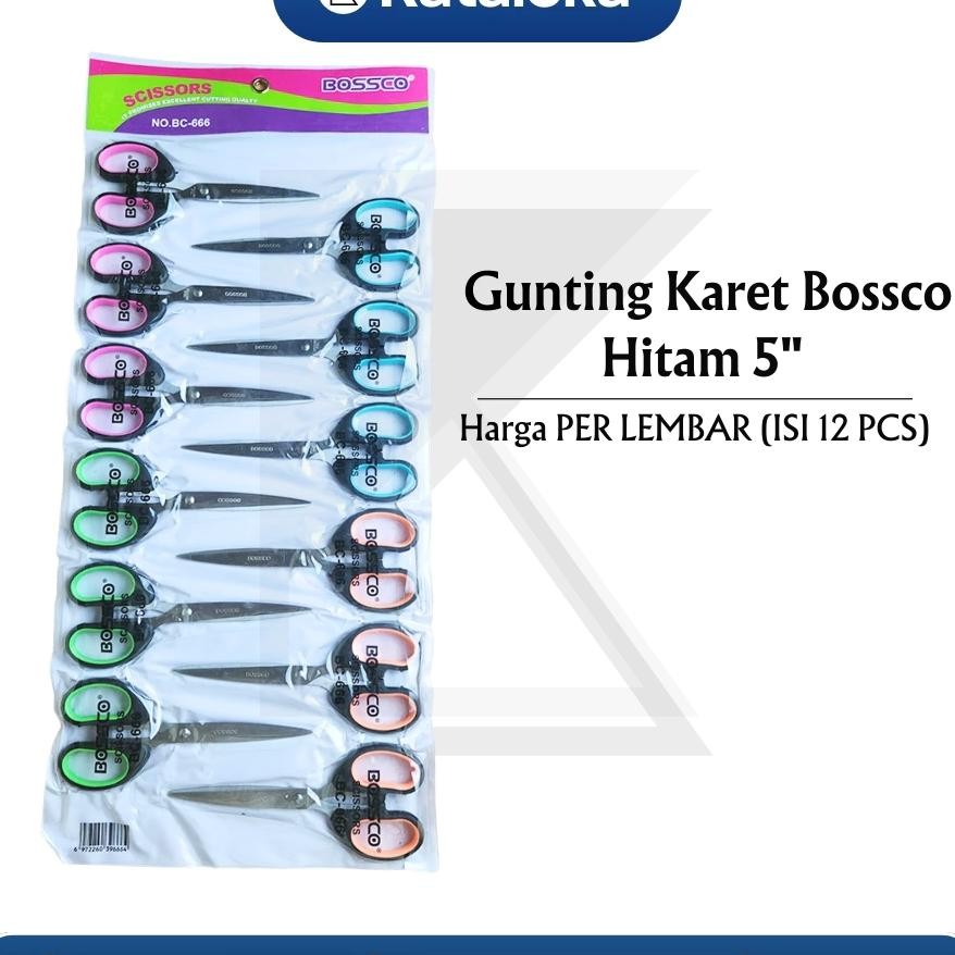 

1 Lembar 12 Pcs Gunting Scissors Bossco 6.5 Inch Bc666