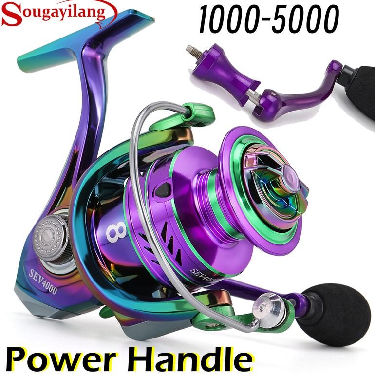 Sougayilang Power Handle Reel Pancing Full Metal 1000-5000 5.2:1 Max 10KG Aluminium Reel Rill