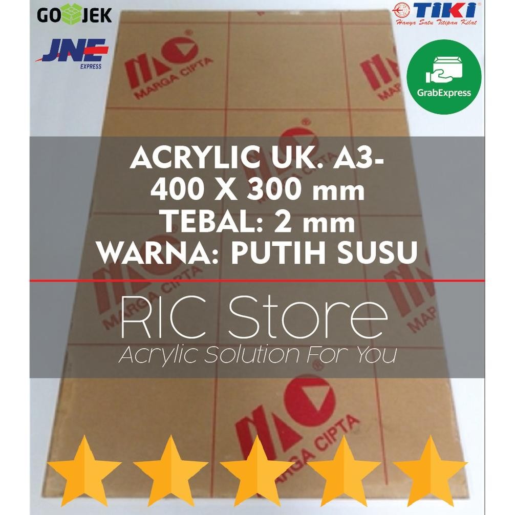 

JH8 Acrylic / Akrilik Lembaran Uk. A3 - 40X30 Tebal 2mm PUTIH SUSU
