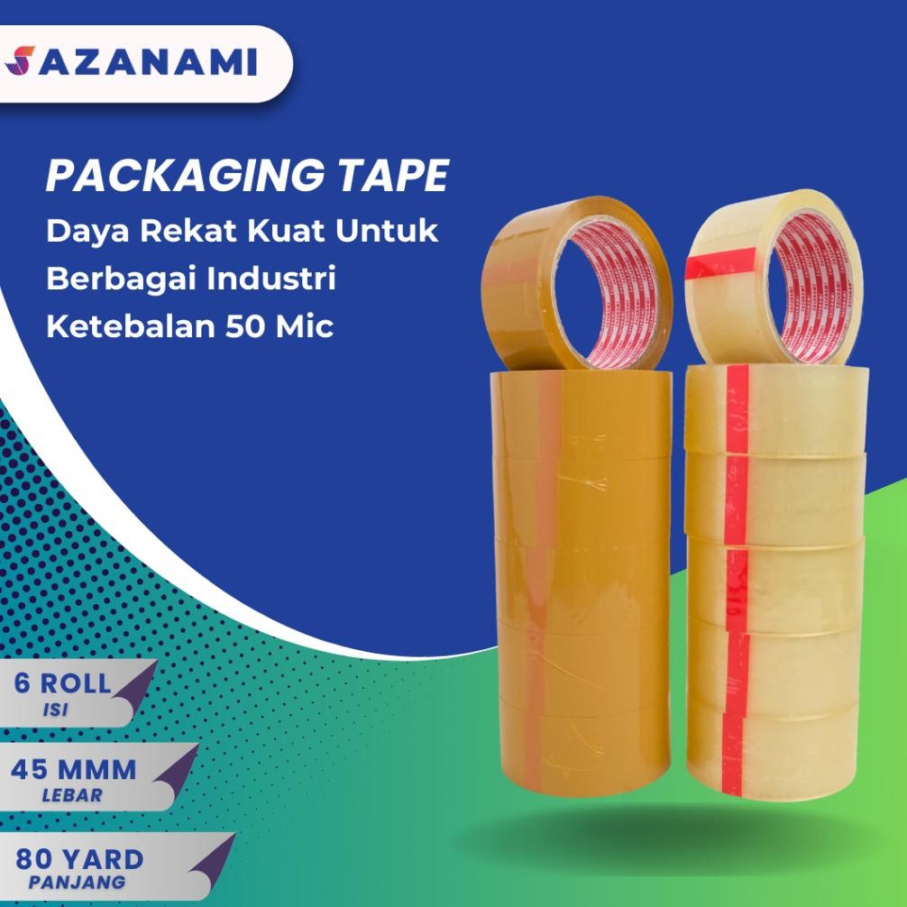 

JH8 Lakban Bening 2" Inch 80Y Yard Sazanami Opp Tape Isolasi Selotip