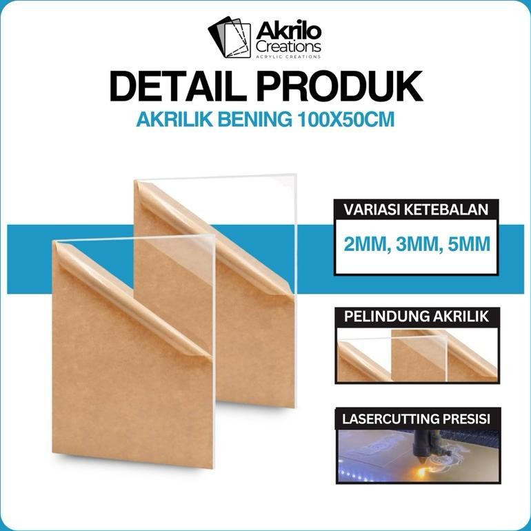 

JH8 Akrilik Lembaran 100x50 CM | Acrylic Transparan 2mm 3mm 5mm 50X100CM | Bahan Akrilik