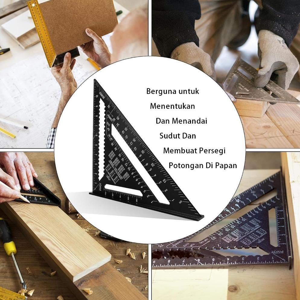 

JH8 FLASH SALE)speed square 12" black penggaris siku tukang segitiga multi fungsi - Hitam