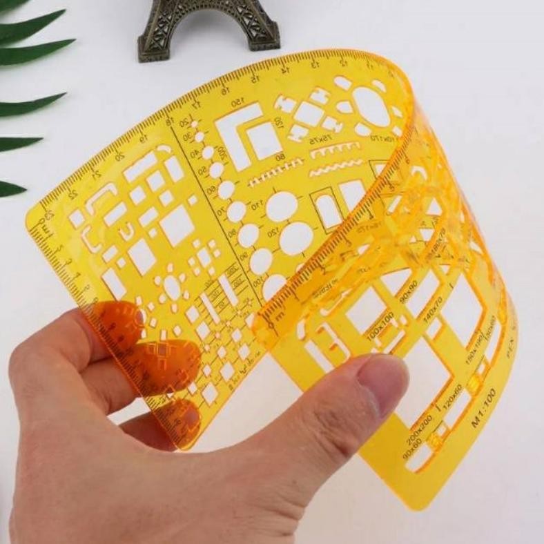 

JH8 JSH Penggaris Template Arsitektur Skala 1:100 1:200 Penggaris Sablon Mal Mebel Furniture Jinsihou 4373