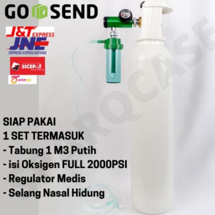 Terlaris Tabung Oksigen 1 M3 Set Brikut ( Isi O2 + Reg. Portable) Ready Stok