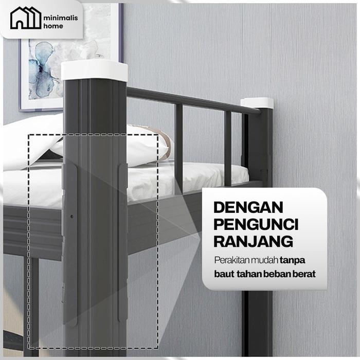 [Termurah] Tempat Tidur Besi Bertingkat 2 Susun - Ranjang Tidur Anak Susun 2 Tingkat Desain Minimali