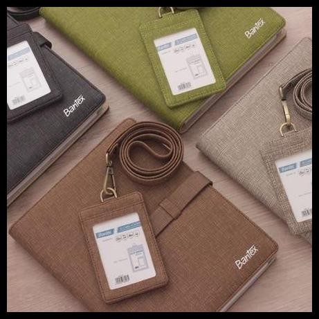 

Terlaris Bantex Name Tag Id Card Holder Kulit Black 8869 10 Tali Lanyard Good Quality
