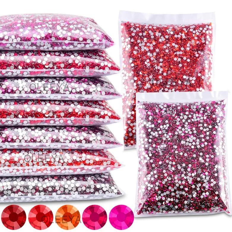 

14400Pcs Wholesale Ss3-Ss30 Hot Pink Glitter Crystal High Quality Non Hot Fix Rhinestones Glass Strass For Garment Decorations