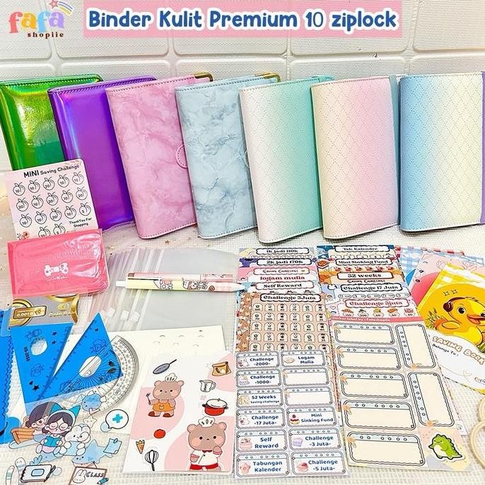 

(10 Ziplock-Kulit Premium-1)Paket Binder Menabung Superrior Kulit Premium