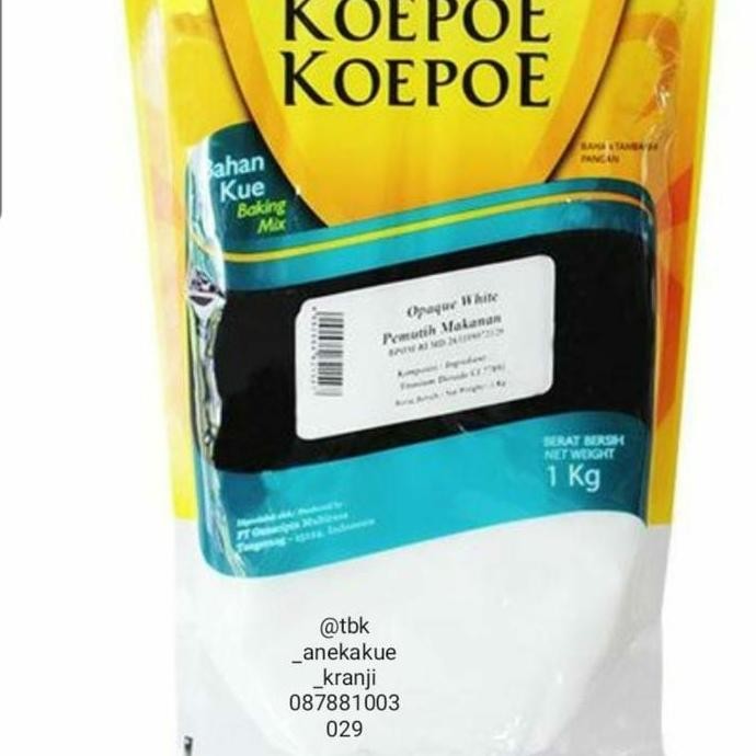 

Opaque White/Pemutih Cap Koepoe-Koepoe 1 Kg /Pewarna Putih Food Grade