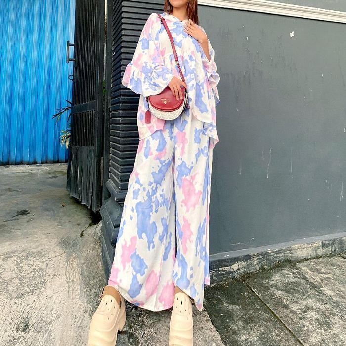 Yura Set || Jumbo Ld 150 Cm ,Lingkar Paha 100 Cm Setelan Kulot Rayon