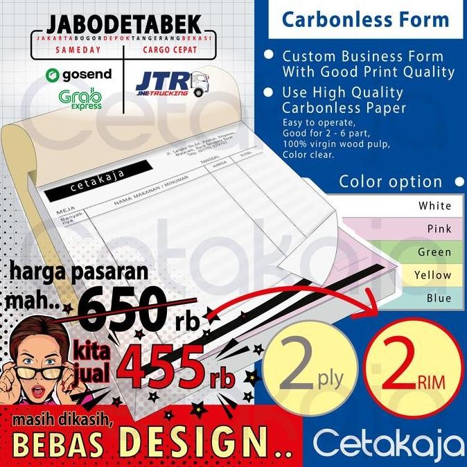 

Cetak Nota 2 Rim 2 Ply (Bebas Desain) 2Ply 2Rim - Kurir Expedisi Only