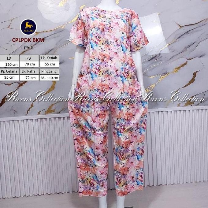 Batik Kuda Mas Setelan Cplpdk | Piyama Wanita Celana Panjang Lengan Pendek 3 Kancing Depan