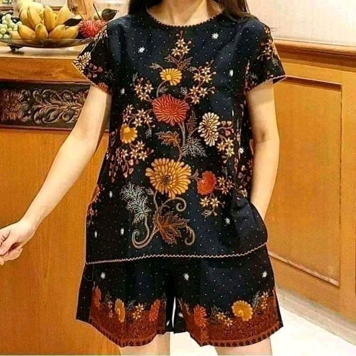 Unggul Batik Setelan Celana Pendek Wanita  Ld 105 & 120