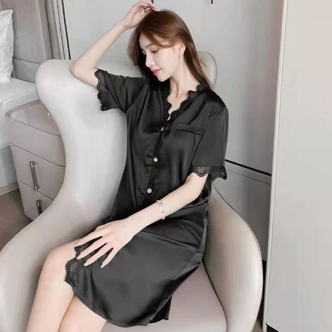 Pakaian Rumah Piyama Rayon Lengan Pendek Setengah Panjang Musim Panas  Wanita Summer Baju Tidur Wani