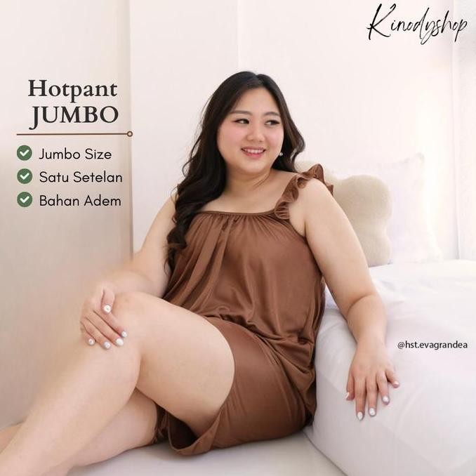 Hotpant Jumbo Wanita / Setelan Singlet Wanita / Baju Tidur Sexy Jumbo / Kinodyshop Atasan Celana Co