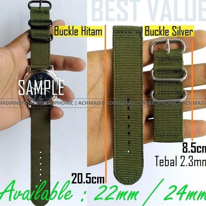 new  Tali Jam SEIKO Kanvas 22mm - Tali Jam NATO Swiss Army Kanvas 24mm