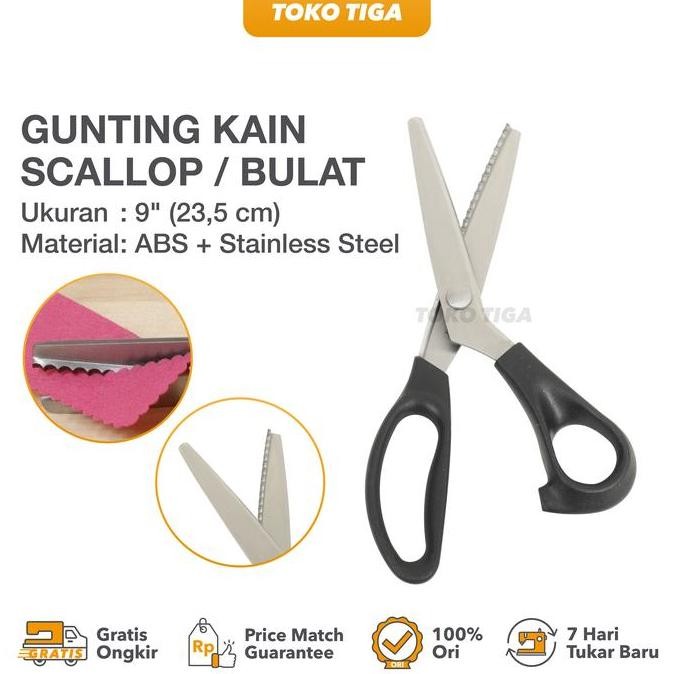 

ready !!! Gunting Kain Scallop / Scalloped / Bulat / Pinking Shears Ukuran 9