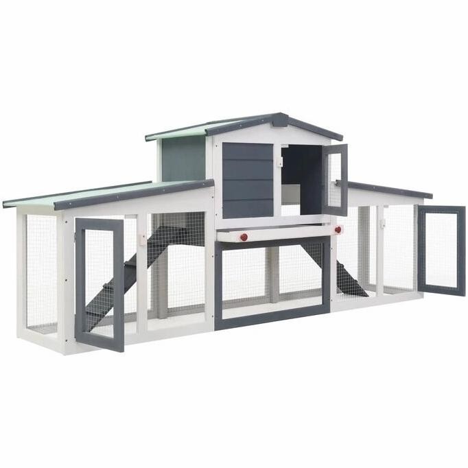 Kandang Kelinci Besar | Rumah Kelinci Kayu Tingkat | 2 Lantai 2 Tangga