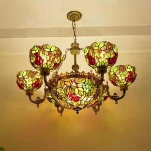 Lampu Gantung Tiffany Lampu Plafon Kaca Patri Lampu Gantung Rumah Tangga Kamar Tidur Antik Dekorasi
