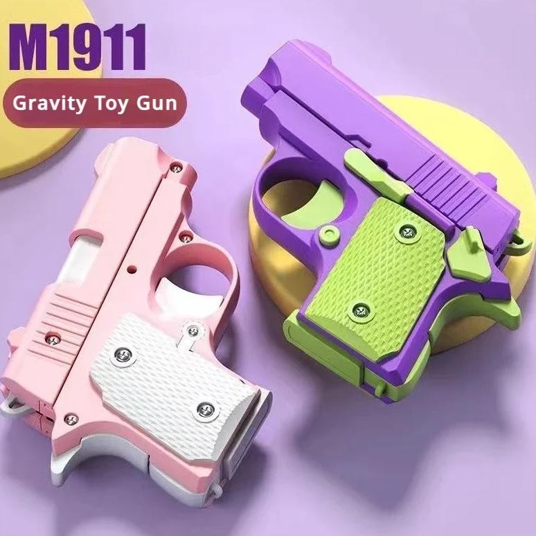 3D Printed Mini M1911 Model Toy Gun Decompression Gravity Carrot Gun Adult Fidget Toys Kid Stress Re