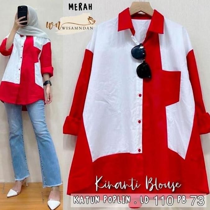 Kemeja Wanita Merah Putih