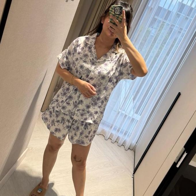 Deluna - Setelan Piyama Celana Pendek Basic Rayon Premiun