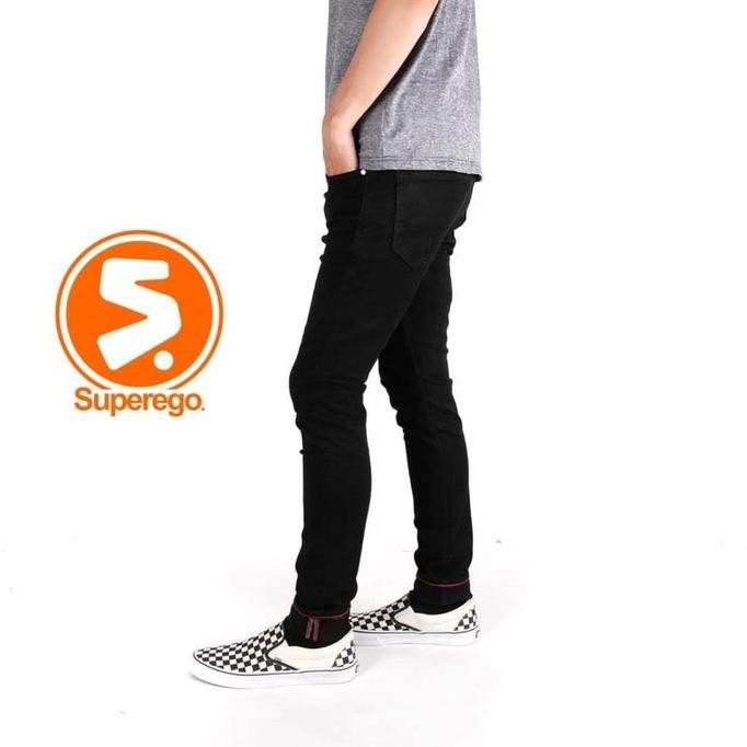 Superego - Celana Jeans Stretch Melar Pria Hitam Slim Fit