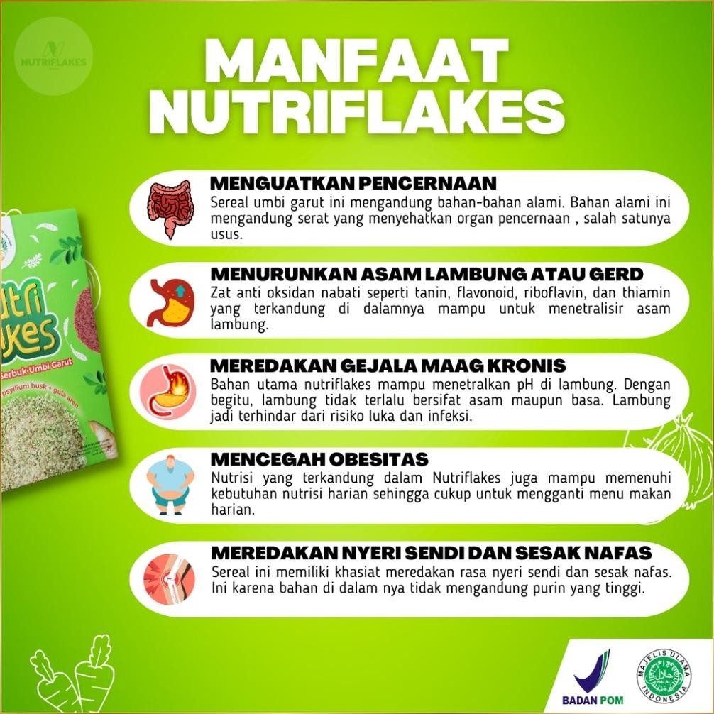 

Bisa COD Best Seller [Terlaris] Nutriflakes - Original 100%. Sereal Umbi Garut Ekstrak Daun Kelor. Suplemen Makanan Diet. Ampuh Atasi Asam Lambung, Gerd, dan Maag. Bantu Kontrol Kolesterol. Original Hemat