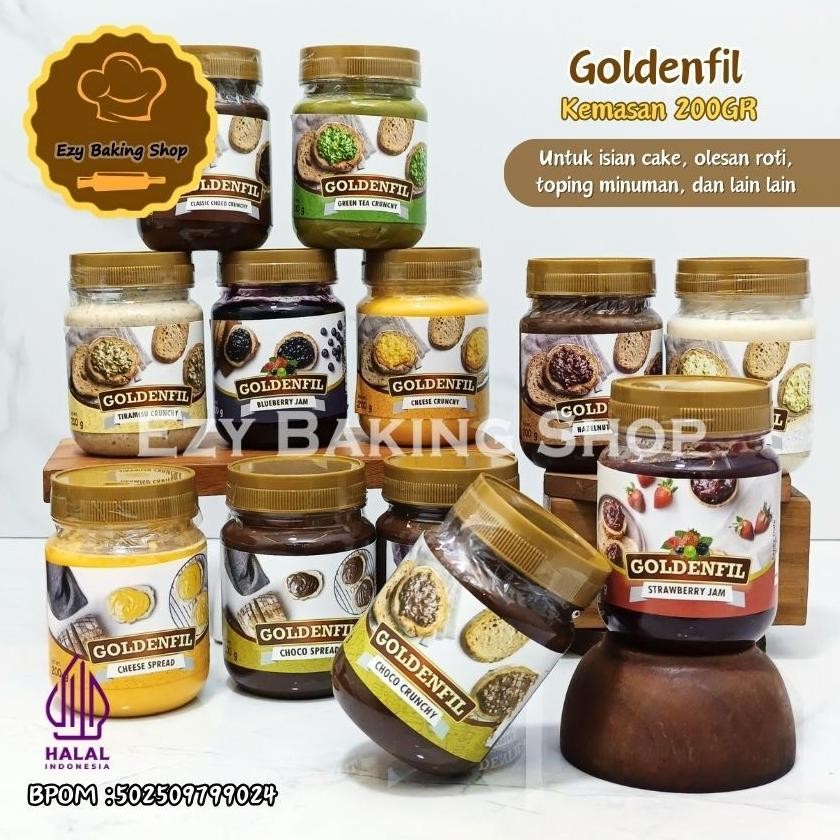 

ryu-56 XD27 Selai Goldenfil 200gr Aneka Rasa Coklat Crunchy Tiramisu Green Tea Hazelnut Strawberi Sale Hemat