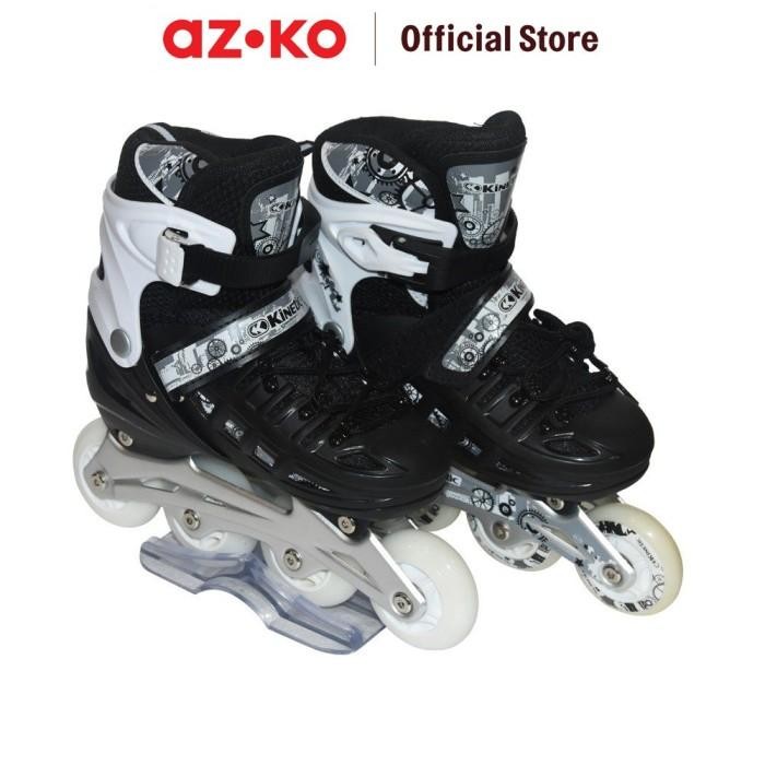 Azko Kinetic Set Sepatu Inline Skate Inline Skates Roller Shoes Perlengkapan Olahraga - Hitam/Abu-Ab