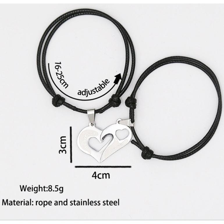 [Kecil 1Set Gelang Couple Tali Kulit Impor Gembok Kunci Love Daisy Gaya Punk Hiphop Korea Fashion An