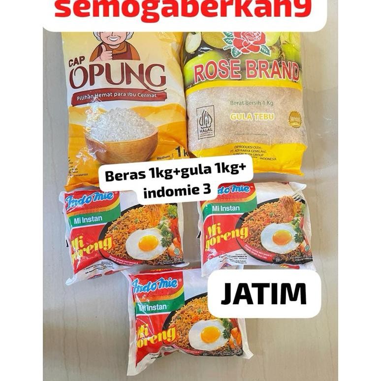 

Promo..!!! Jatim-Paket Sembako Beras Opung1 Kg+Gula 1Kg+Indomie 3Pcs Da-17